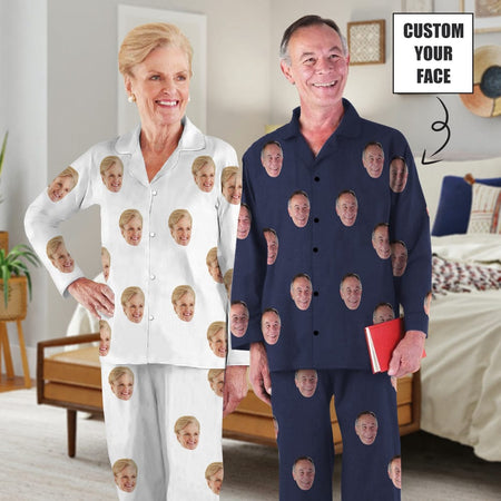 Couple Sleepwear Custom Face XO Black Couple Matching Pajamas –  CustomFaceShirt