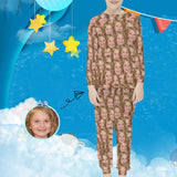 #For 6-12Y Custom Face Seamless Sleepwear Pjs Personalized Photo Kids Long Sleeve Pajamas Set