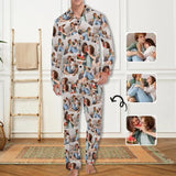 Custom Face White Persoanlized Sleepwear Men's Long Pajama Set