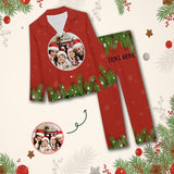 Custom Family Photo&Text Pajamas Christmas Tree Sleepwear Personalized Women's Long Pajama Set