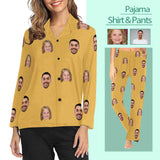 Custom My Family Face Pajamas Personalized Women's Slumber Party Long Pajama Shirt&Pants