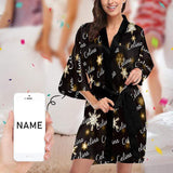 Custom Name Star Women's Summer Short Pajamas Personalized Pajamas Kimono Robe