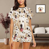 Custom Pajamas with Pets Face My Dog Sleepwear Personalized Photo Women's Short&Long Sleeve Pajama Set