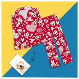 Custom Pet Dog Face Love You Forever Nightwear Personalized Women's Slumber Party Long Pajama Set