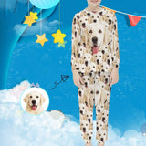 #For 6-12Y Custom Pet's Face Seamless Sleepwear Pjs Personalized Kids Long Sleeve Pajamas Set