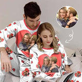 Custom Photo Love Heart Couple Matching Pajamas Personalized Women Men Long Sleeve Pajamas Photo Gifts