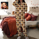 Custom Photo Pajamas Happy Thanksgiving Nightwear Personalized Women's Slumber Party Long Pajama Set