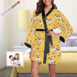 Custom Photo Sweetie Yellow Women's Summer Short Pajamas Personalized Photo Pajamas Kimono Robe