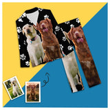 Custom Photo Two Dog Face Nightwear Personalized Women's Slumber Party Long Pajama Set