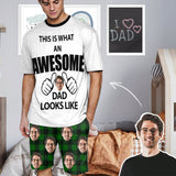 #Father's Day Pajamas-Custom Face Awesome Dad Looks Like Men's Crew Neck Short Sleeve Pajama Set