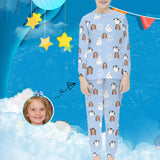 #For 6-12Y Kids Long Sleeve Pajama Set Custom Face Snowmen Snowflakes Sleep Pjs 2 Piece Nightwear