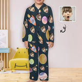Little Boy Pajamas Custom Baby Face Rocket Planet Personalized Kids' Long Sleeve Pajama Set For Boys 2-7Y