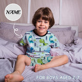 Little Boy Pajamas Custom Baby Name Little Dinosaur Personalized Kids' Short Sleeve Pajama Set For Boys 2-7Y