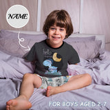 Little Boy Pajamas Custom Baby Name Night Sea Turtle Personalized Kids' Short Sleeve Pajama Set For Boys 2-7Y