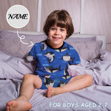 Little Boy Pajamas Custom Baby Name Pjs Deep Sea Shark Little Kids' Short Sleeve Pajama Set For Boys 2-7Y