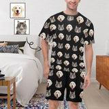 PRICE DROP-Personalized Pet Face Pajamas For Men Sleepwear Custom Dog Cat Men's Crew Neck Short Sleeve Pajama Set
