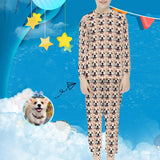 #For 6-12Y Pets Face Pjs Custom Seamless Sleepwear Personalized Kids Long Sleeve Pajamas Set