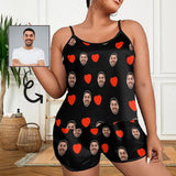 #Plus Size Pajama Set-Custom Boyfriend Face Sleepwear Personalized Women's Sexy Cami Pajama Set Honeymoon Gift
