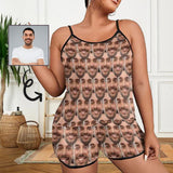 #Plus Size Pajama Set-Custom Pajamas with Faces Seamless Boyfriend Sleepwear Personalized Women's Sexy Cami Pajamas Set Anniversary Gift