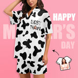 [Special Sale] Custom Face Best MOM Women's V-Neck Short Pajama Set Mother's Day & Birthday Gift
