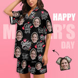 [Special Sale] Custom Face Love MOM Women's V-Neck Short Pajama Set Mother's Day & Birthday Gift