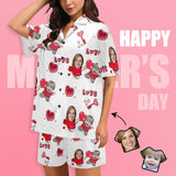 [Special Sale] Custom Face Pajamas Love MOM&BABY Sleepwear Personalized Women's V-Neck Short Pajama Set Mother's Day & Birthday Gift