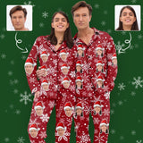 【TikTok Hot Sale-10000+ 5 Star Praise】Custom Face Happy Christmas Red Background Sleepwear Personalized Women's Slumber Party Long Pajama Set