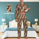 [TikTok Hot Selling] Custom Photo BAD BUNNY Same Style Men's Pajamas Personalized Photo Crewneck Long Pajama Set