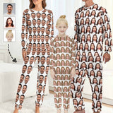 【TikTok Pajamas】Custom Face Seamless White Family Matching Long Sleeve Pajama Set Personalized Photo Pajamas Loungewear