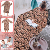 Wearable Blanket Hoodie Custom Seamless Face Blanket Hoodie for Adult&Kids Personalized Oversized Hoodie Fleece Blanket Photo Gifts
