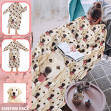 Wearable Blanket Hoodie Custom Seamless Face Pet Dog Blanket Hoodie for Adult&Kids Personalized Oversized Hoodie Fleece Blanket Photo Gifts