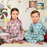 Kid's Pajamas Custom Sleepwear with Face Cute Rabbit Personalized Easter Pajama Set For Boys&Girls 2-7Y
