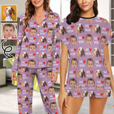 Custom 2 Photo Face Pajamas Happy Mother's Day For We MOM Long and Short Pajama Set Gift For Family