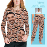 Custom Face Seamless Long Pajama Shirt&Pants Personalized Women's Slumber Party Sleepwear