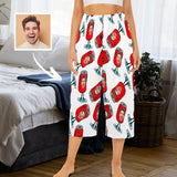Custom Face White Cola Cropped Pajama Pants For Women Girlfriend Gift