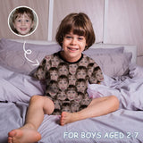 [Special Sale] Little Kids Pajamas Custom Face Seamless Nightwear Personalized Kid's Short Sleeve Pajama Set 2-15Y Boys And Girls