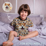[Special Sale] Little Kids Pajamas Custom Photo Cute Sleepwear Personalized Pet Kid's Short Sleeve Pajama Set For Boys And Girls 2-15Y