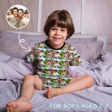 [Special Sale] Little Kids Pajamas Custom Photo Happy Family Nightwear Personalized Short Sleeve Pajama Set For Boys And Girls 2-15Y