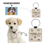 Custom Face&Name&Number Star Square Pet ID Tag