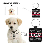Custom Face&Name Number Stripes Square Pet ID Tag