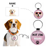 Custom Face&Name Pink Round Pet ID Tag