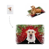 Custom Face Red Background Christmas Pet Pad