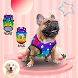 Personalized Face Rainbow Stripes Pet Tank Top Custom Dog T Shirt Pet Clothing With Your Photo
