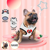 Custom Face&Text Love Heart Pet Tank Top Personalized Dog T Shirt Pet Clothing
