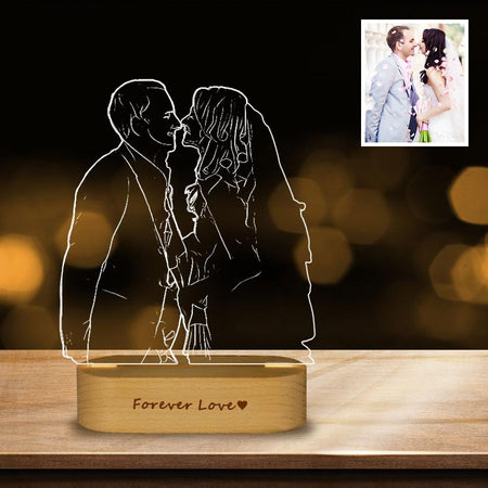 Custom Wedding Photo Personalized Photo 3D Lamp(Elliptical Base)