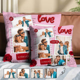 Custom Photos Couple Love Throw Pillow Case with Insert Personalized Photo Natural Flax Soft Breathable Throw Pillows