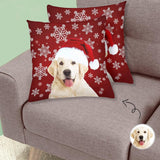 Custom Dog Christmas Snowflake Throw Pillow Cover Personalized Pet Pillowcase