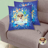 Custom Dog Photo Easter Day Throw Pillow Cover