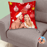 Custom Photo Christmas Couple Throw Pillow Cover