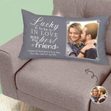 Custom Photo Lucky To Be Friend Rectangle Pillow Case